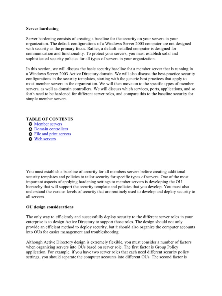 Server Hardening | PDF | Active Directory | Microsoft Windows