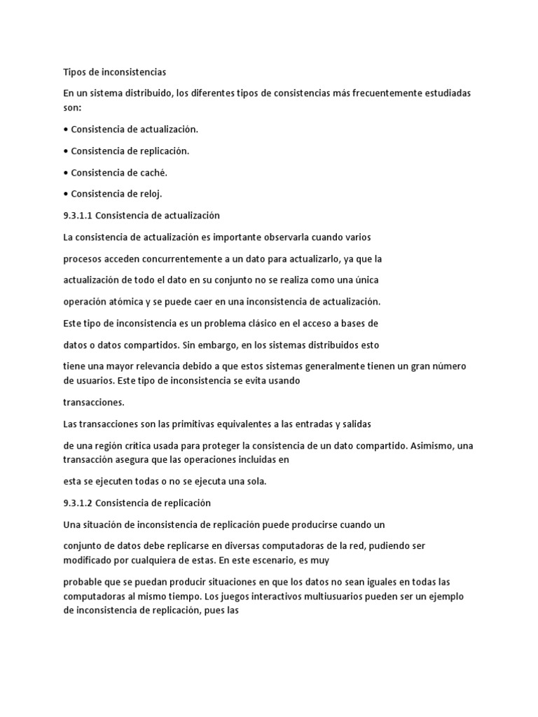 Tipos de Inconsistencias en Sistemas Distribuidos | PDF | Caché ...