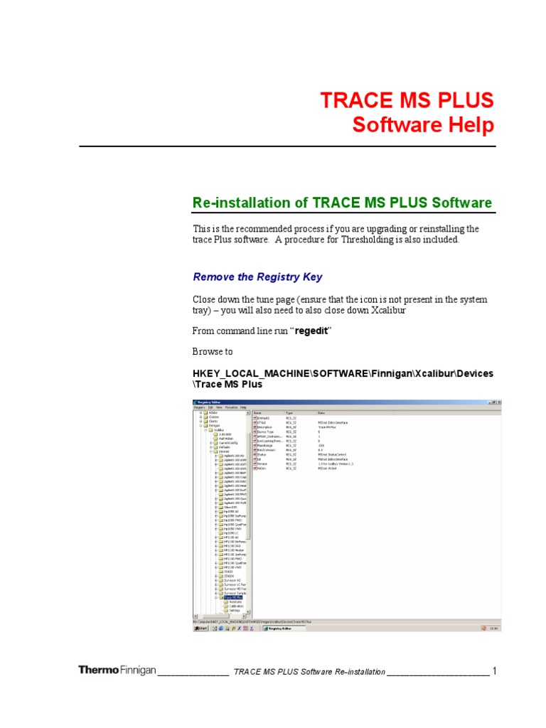 TRACE MS PLUS Software Reinstallation Guide | PDF | Windows Registry ...