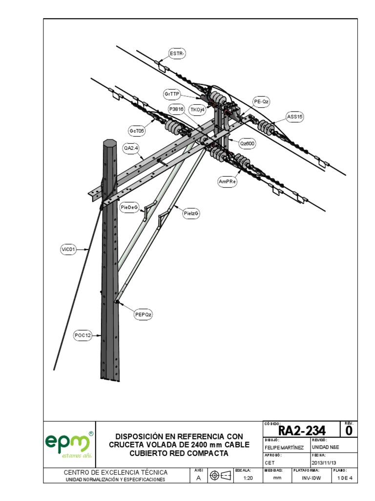 Cruceta Volada 2400 mm para Redes Compactas | PDF