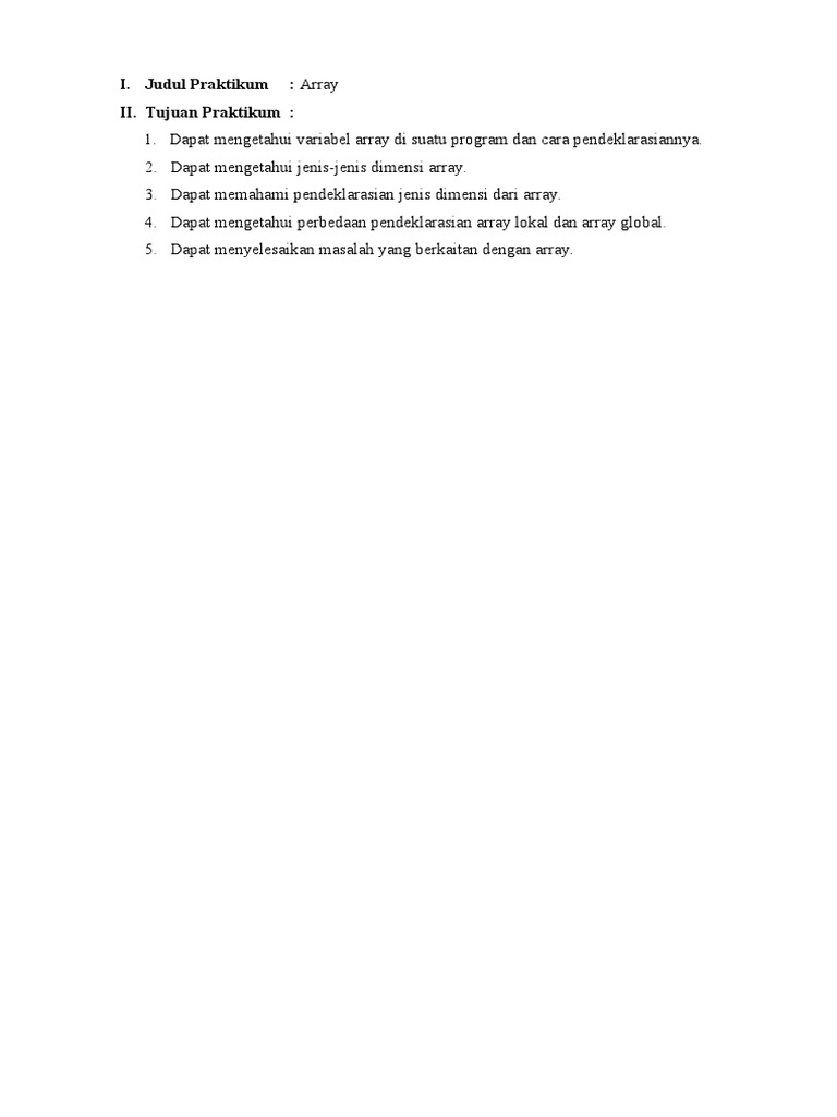 Panduan Praktikum Array Dimensi Satu | PDF