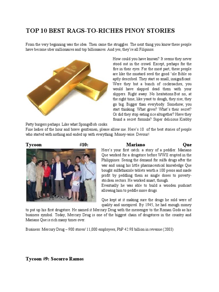 Lecture 3 Top 10 Best RagsToRiches Pinoy Stories PDF Business