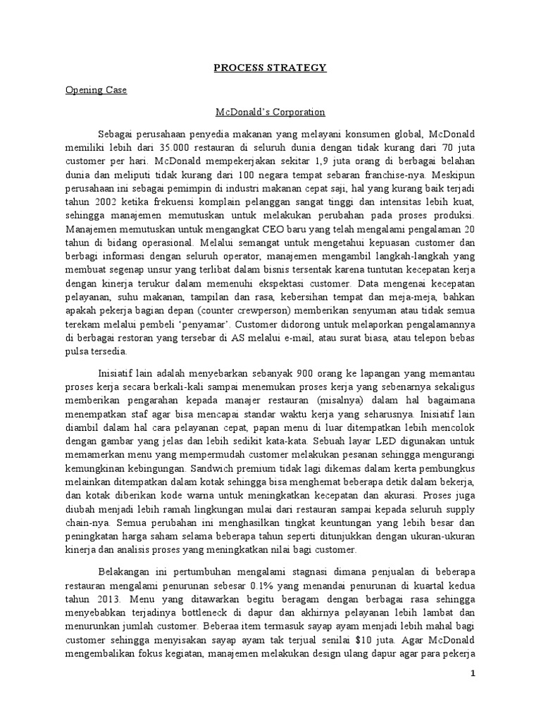 Week 2 - PROCESS STRATEGY & ANALYSIS | PDF