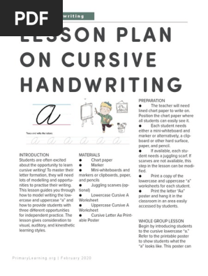 Cursive Letter (a Lesson Plan)