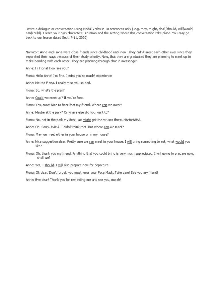 Dialogue Using Modal Verbs | PDF
