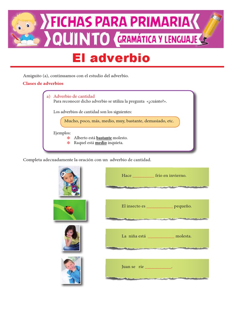Adverbio de Cantidad y de Modo para Quinto Grado de Primaria | PDF ...