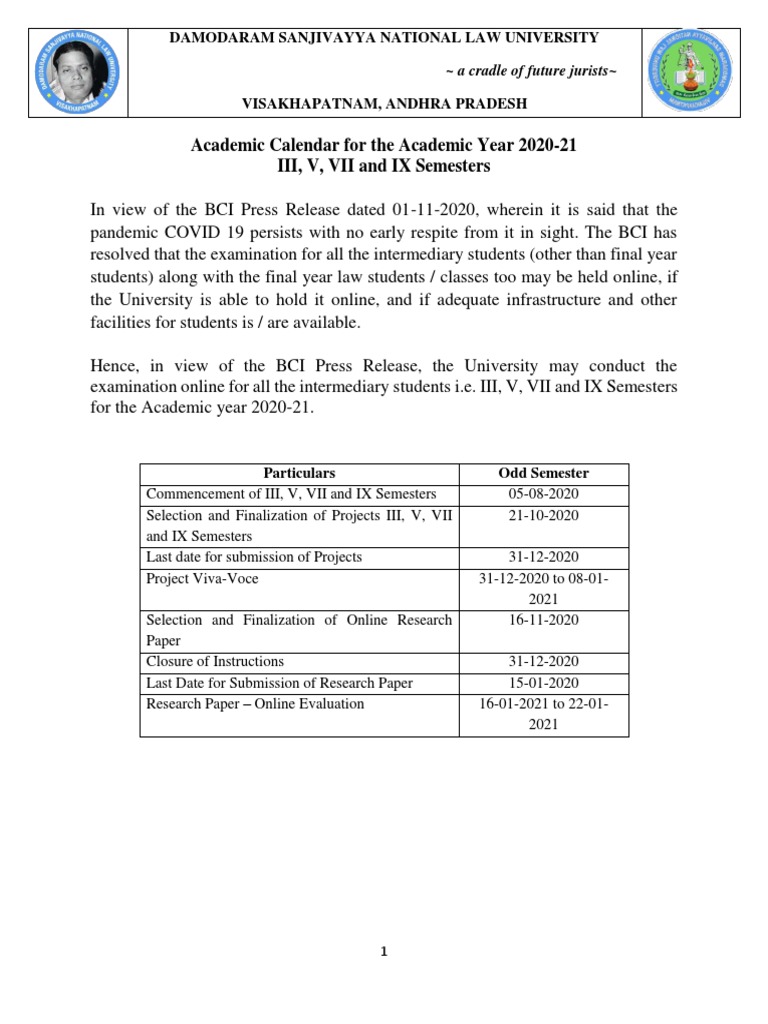 Academic Calendar 202021. PDF Science Learning