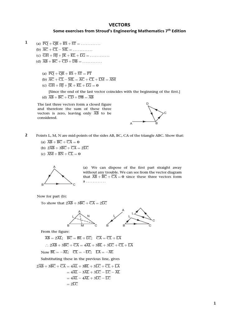 Components of A Given Vector: Some Exercises From Stroud's Engineering ...