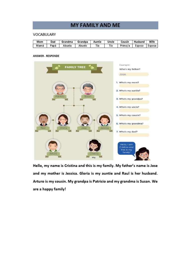 Family Vocabulary and Introduction Guide | PDF | Cooking, Food & Wine ...