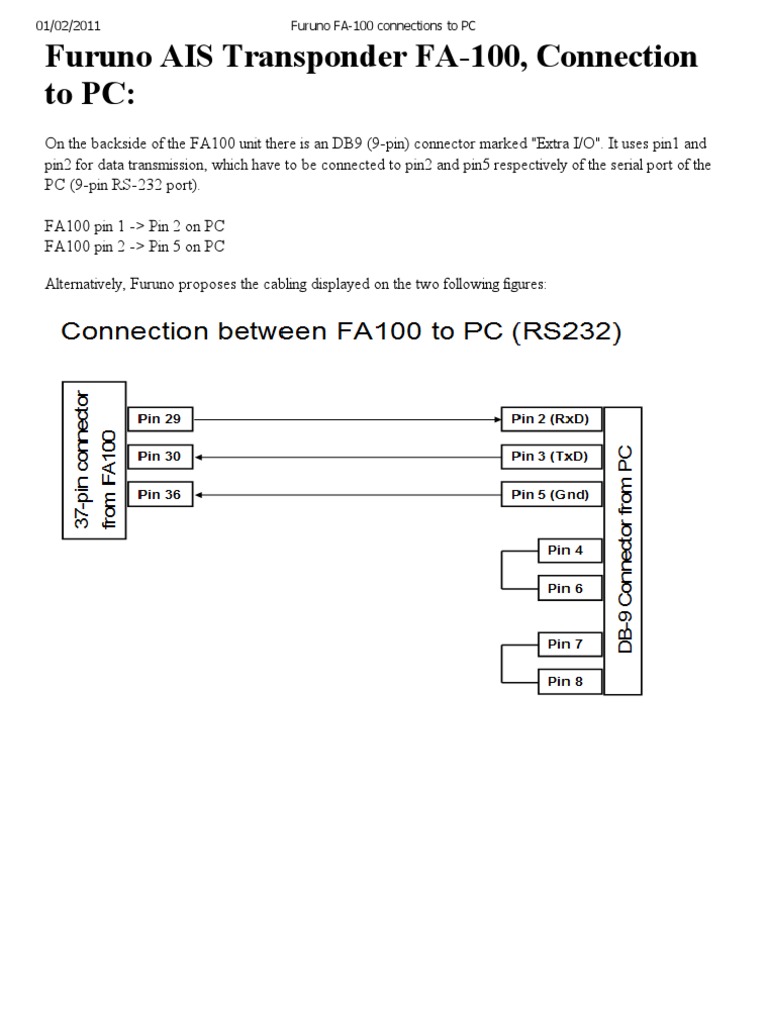 Furuno FA-100 Connections To PC | PDF | Computers