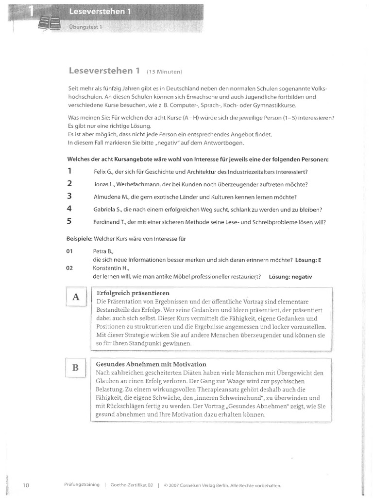 B2 PRÜFUNGSTRAINING Leseverstehen PDF PDF