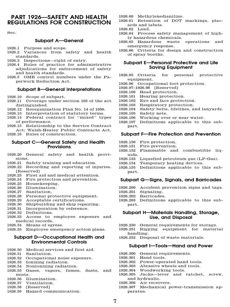 OSHA 1926 Construction Safety Standards | PDF | Overtime | Demolition