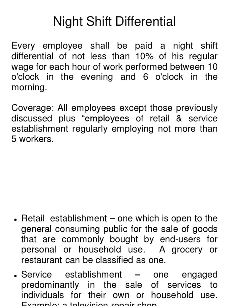 Night Shift Differential PDF Overtime Employee Relations