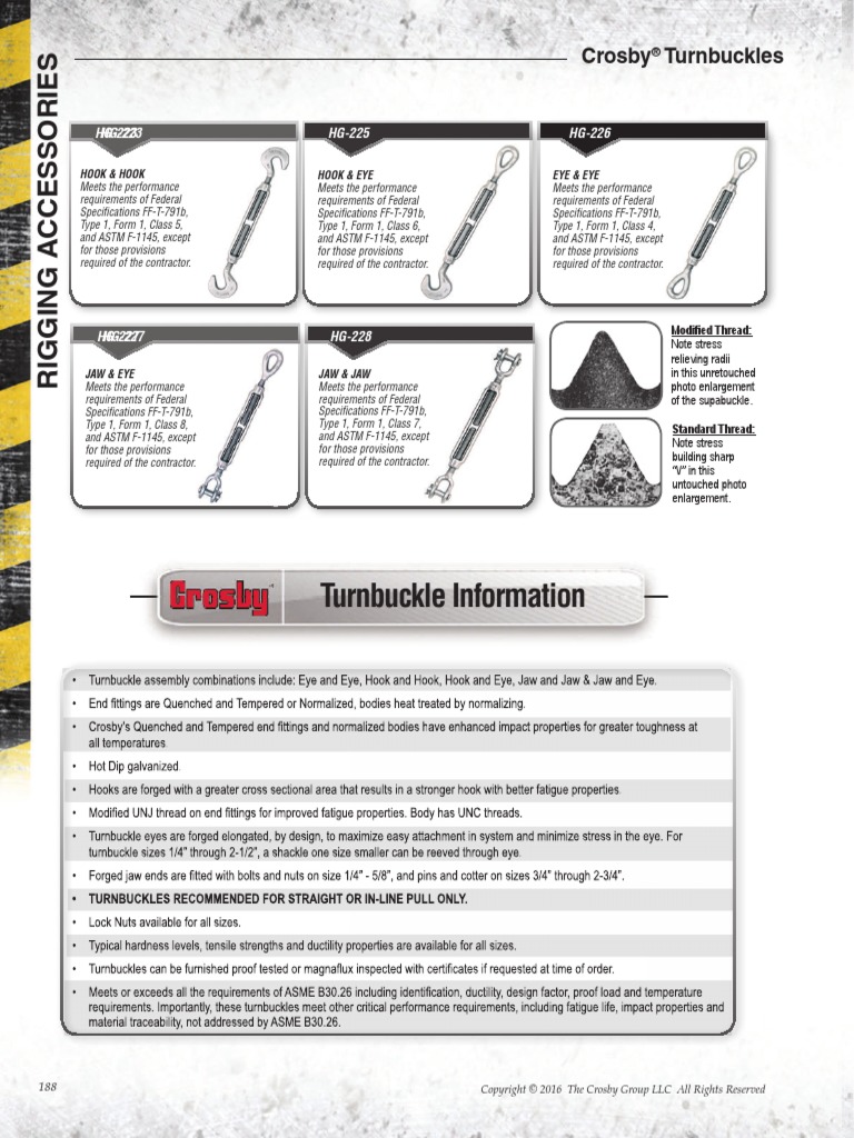 Turnbuckle Information Crosby Turnbuckles Hook & Hook Turnbuckles