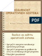Sigurnost Operativnih Sistema: Autor: Jelena Vučinić 13/98