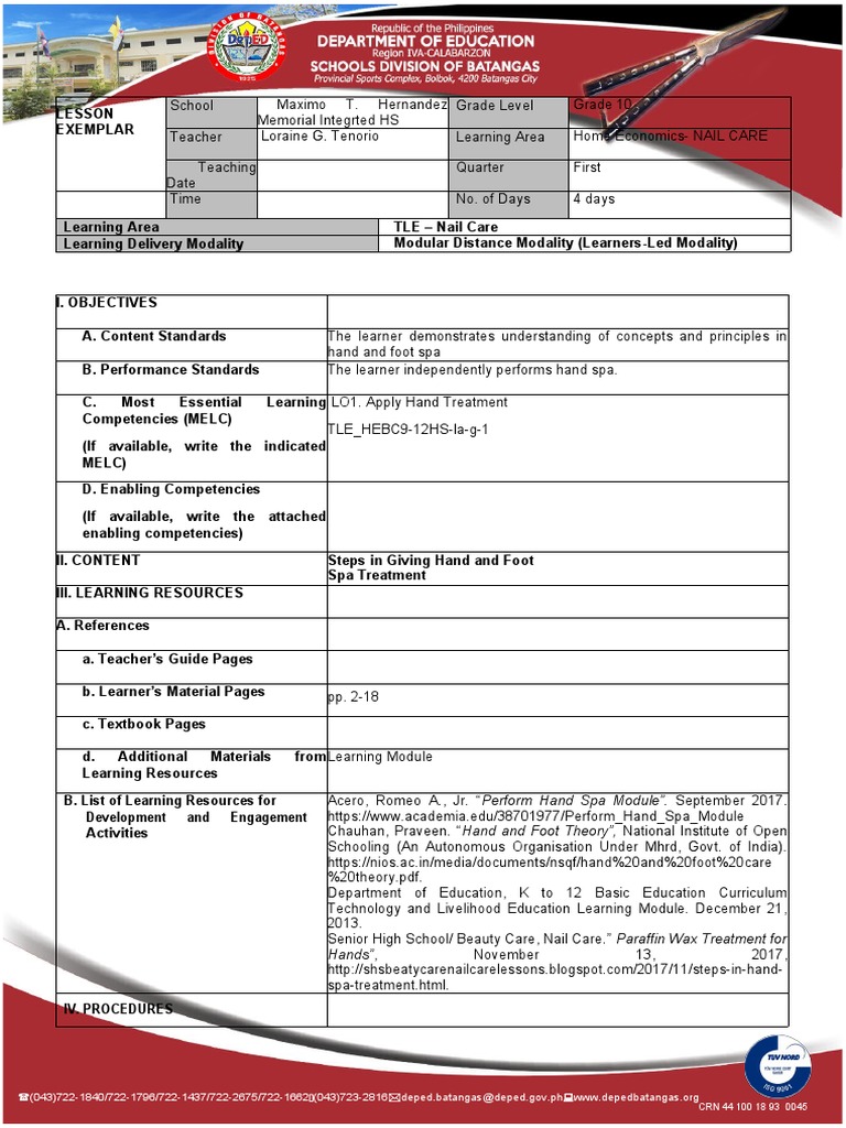 Exemplar 4 Nail Care PDF Spa Glove