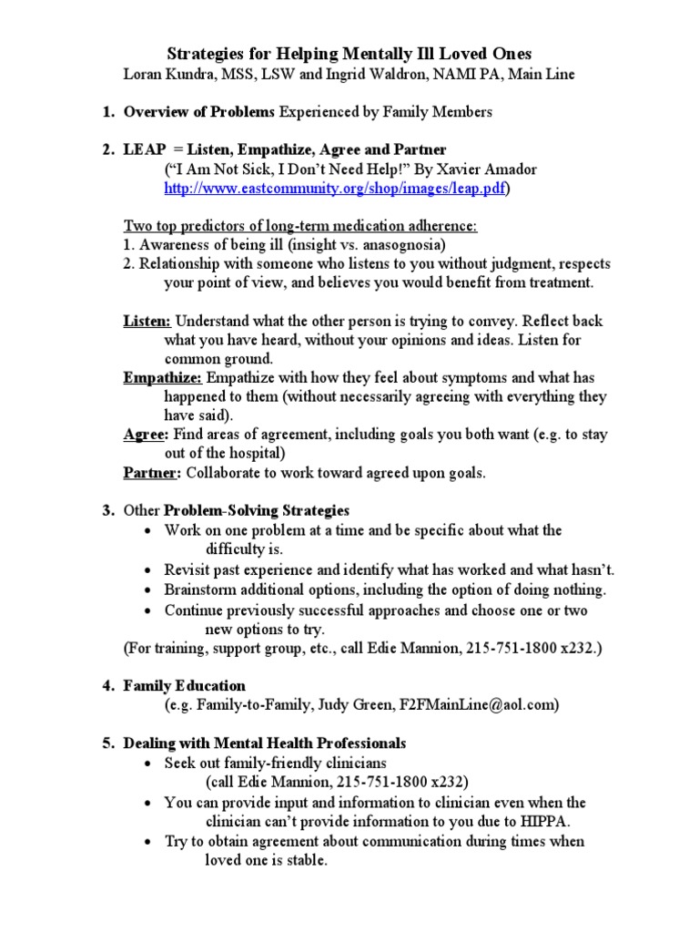 Supporting Loved Ones with Mental Illness | PDF