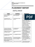 Accomplishment Report: Task Output Remarks