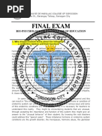 Final Exam: Bio-Psychological Foundation of Education