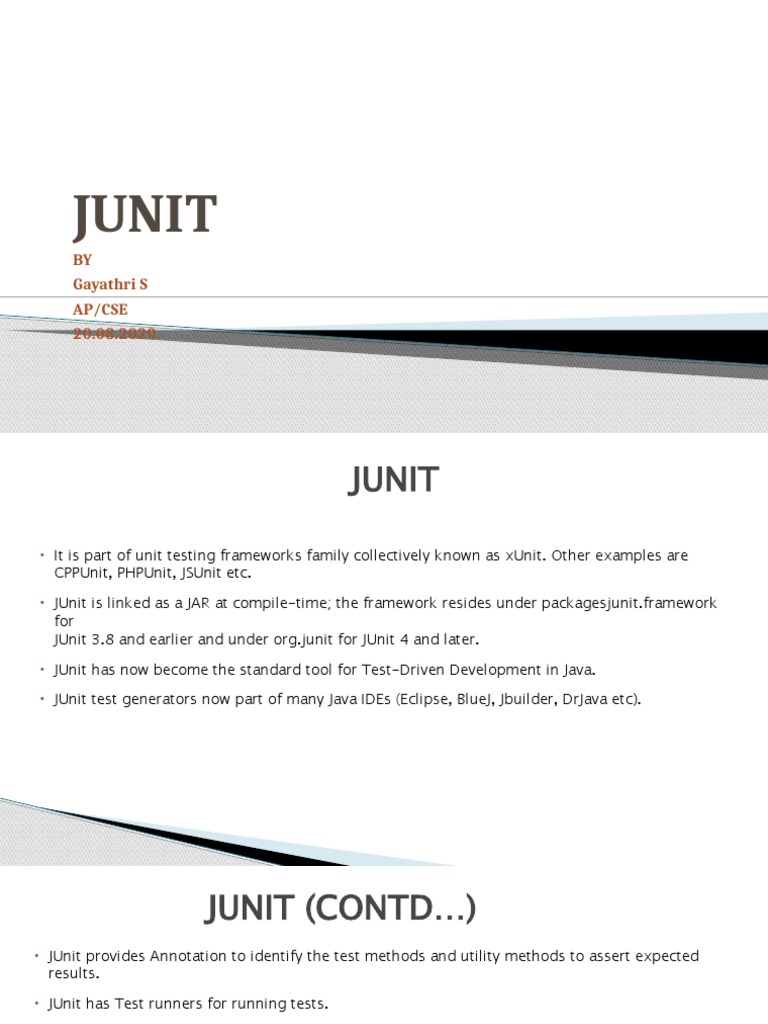 JUnit Framework Overview and Features | PDF | Boolean Data Type | Unit ...