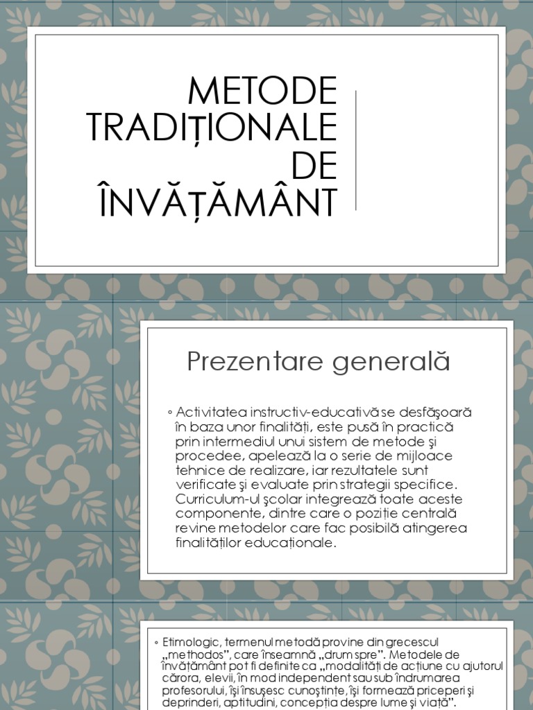 Metode Traditionale de Invatamant PDF | PDF