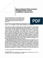 Beyond Beyond Policy Analysis: Emergent Policy and The Complexity of Government