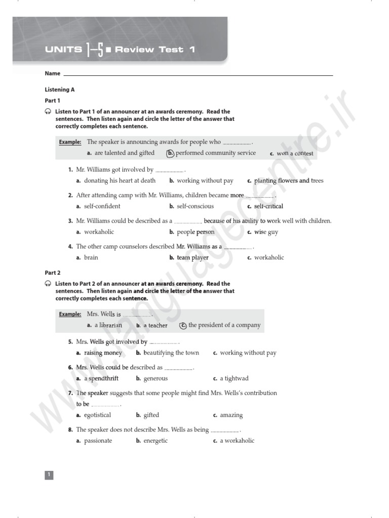 Summit 1 Final Exam Review Test | PDF