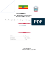 Defense Univrsty: Cores Title:-Apply Object Oriented Programming Language