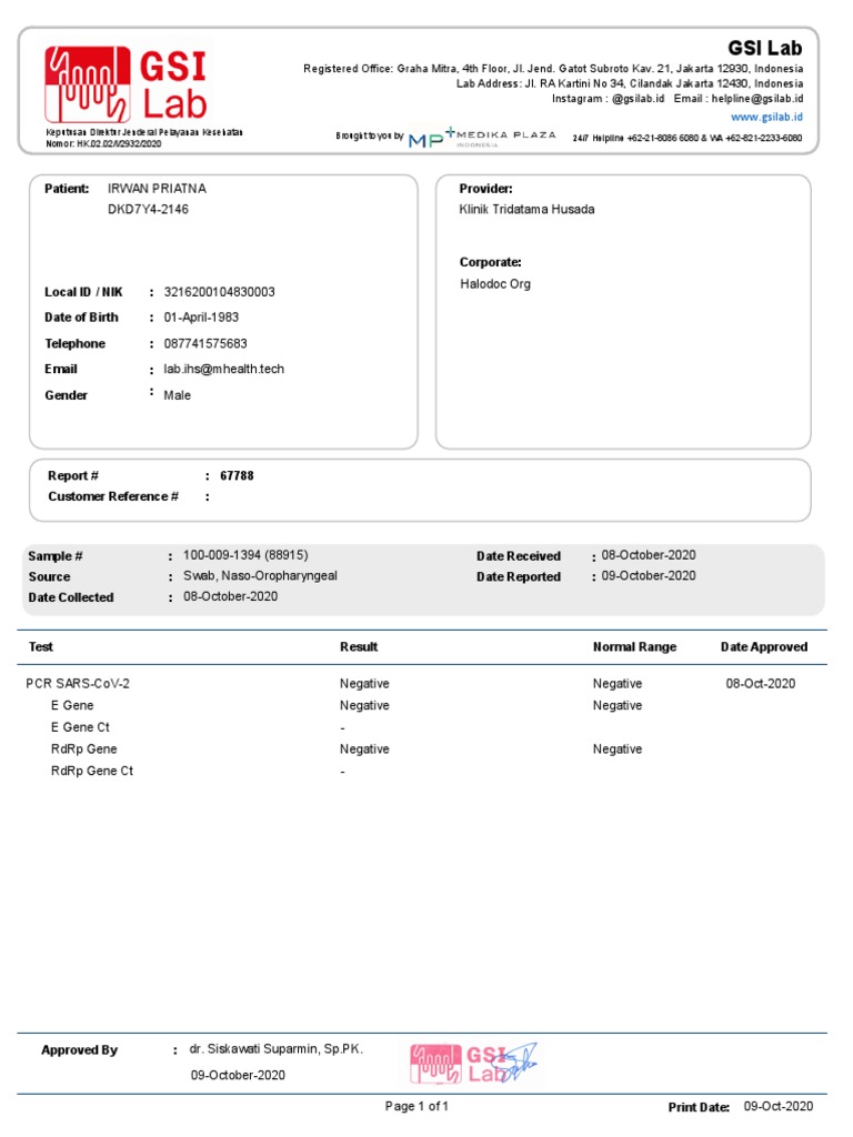 COVID-19 PCR Test Report Summary | PDF
