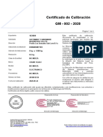 Certificado de Calibración GM - 002 - 2020: Laboratorio de Grandes Masas