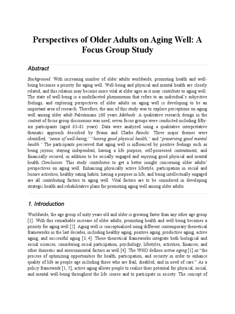 Perspectives of Older Adults On Aging Well | PDF | Ageing | Quality Of Life