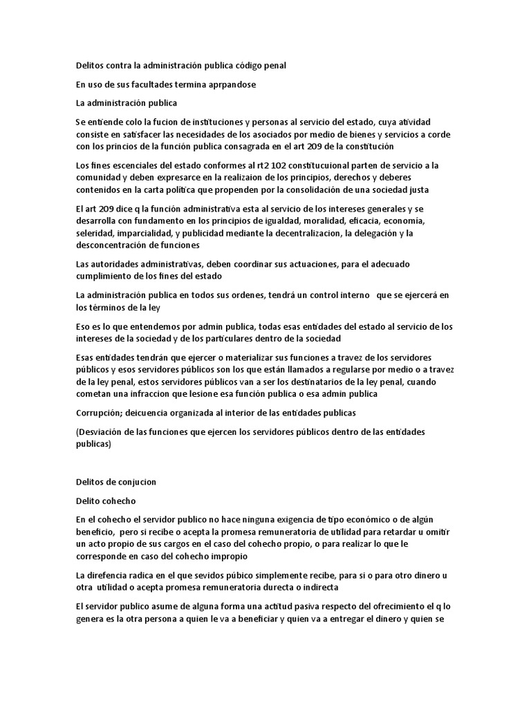 Delitos Contra La Administración Publica Código Penal | PDF | Soborno ...