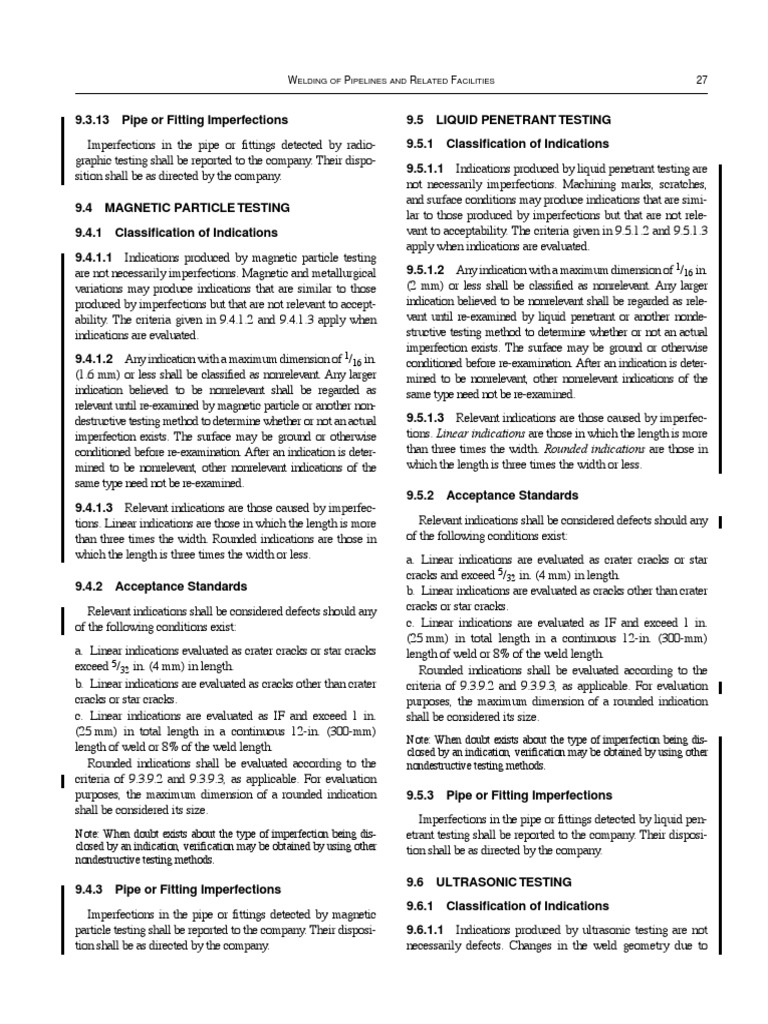 API 1104 Acceptance Criteria Overview | PDF | Ultrasound ...