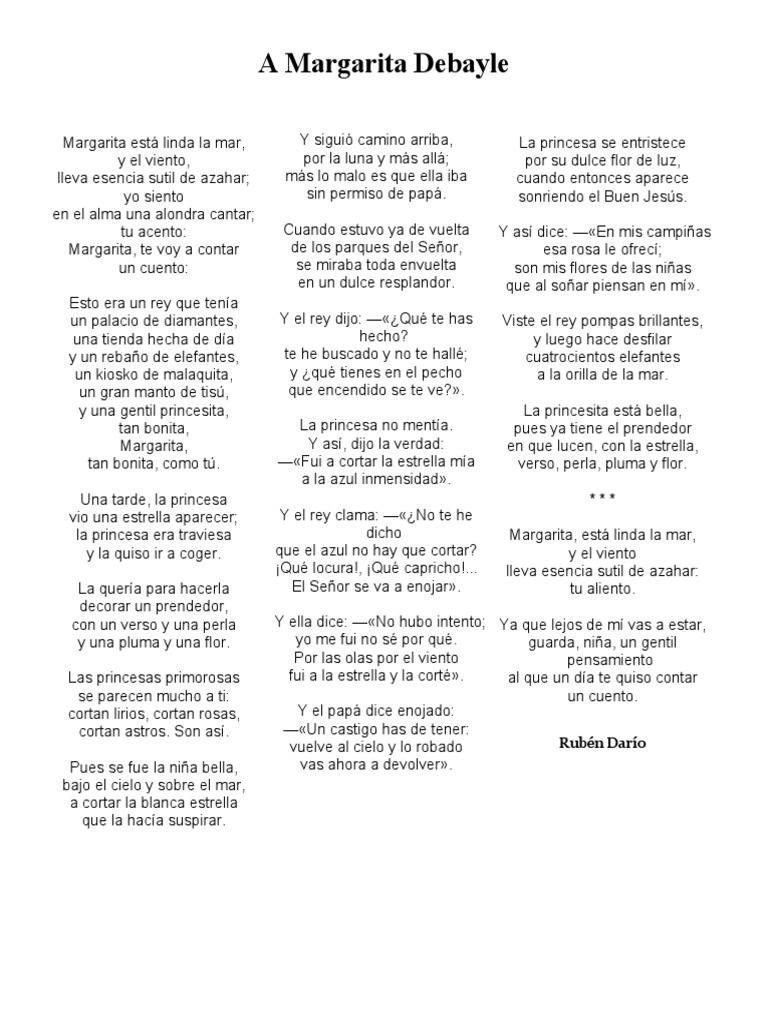 A Margarita Debayle Poema PDF