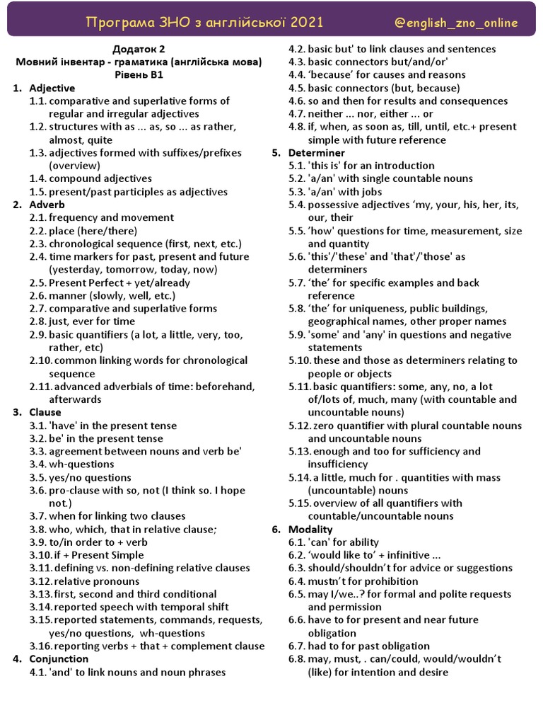 B1 English Grammar Overview | PDF | Verb | Adjective