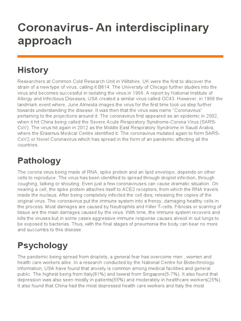 Covid-19 and Interdisciplinary Approach | PDF | Virus | Clinical Medicine