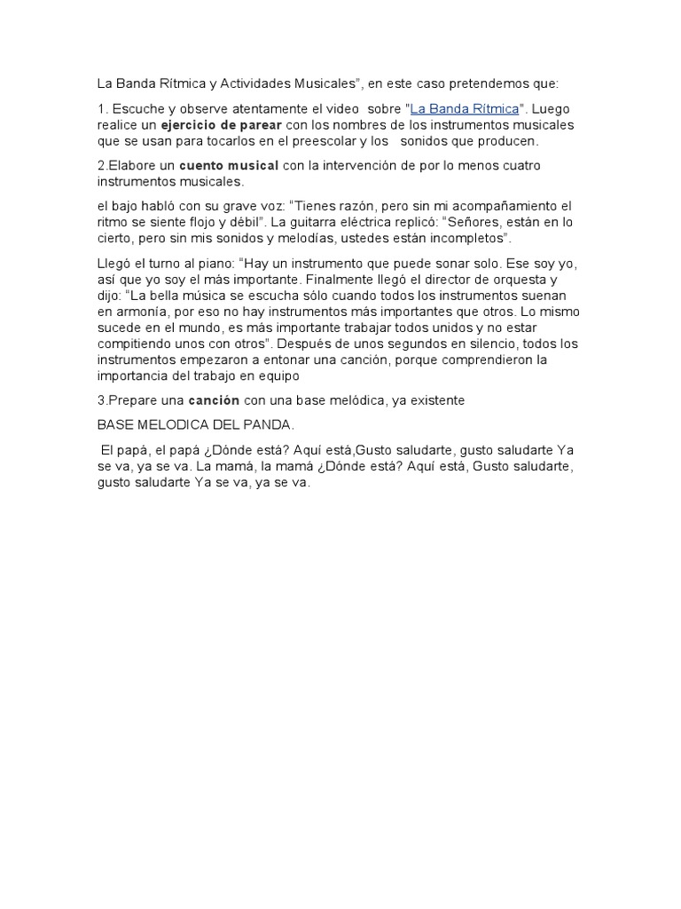 La Banda Rítmica y Actividades Musicales | PDF