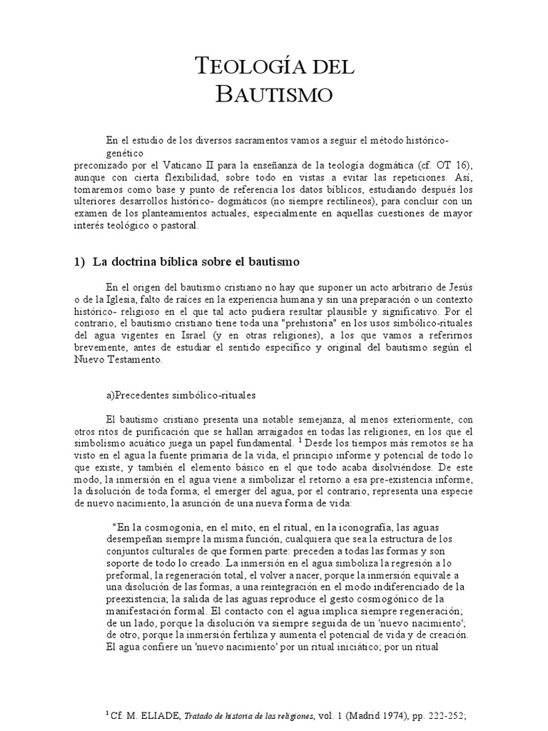 Teología del Bautismo en la Iglesia | PDF | Bautismo | Gracia en el ...