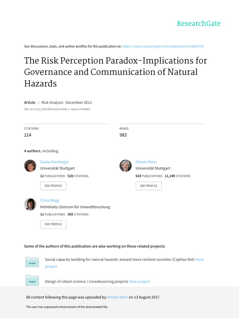 Risk Perception Paradox in Hazards | PDF | Hazards | Risk
