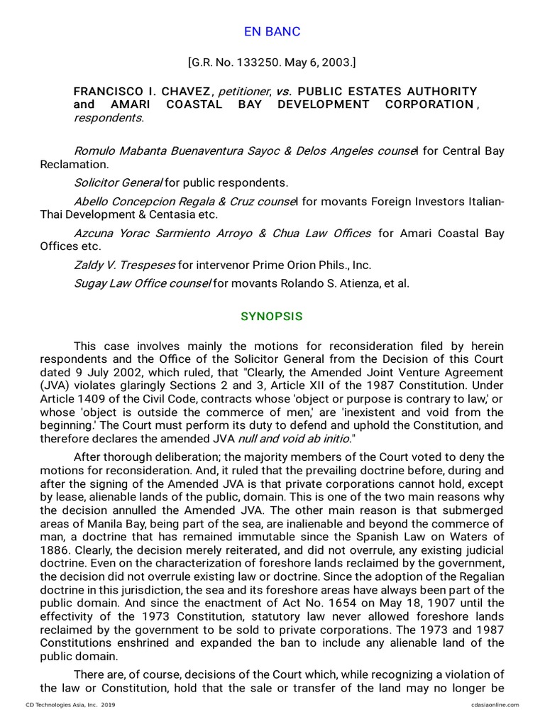 En Banc Resolution on motions for reconsideration of Amari Coastal Bay