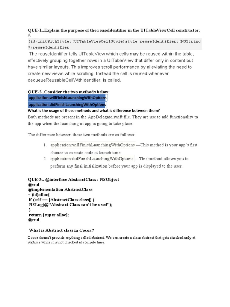 iOS Development Interview Questions | PDF | Objective C | Class ...