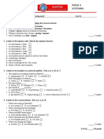 Elementary Adults Paper 3 2 Term Listening: 1 Listen To The Conversation. Underline The Correct Answer