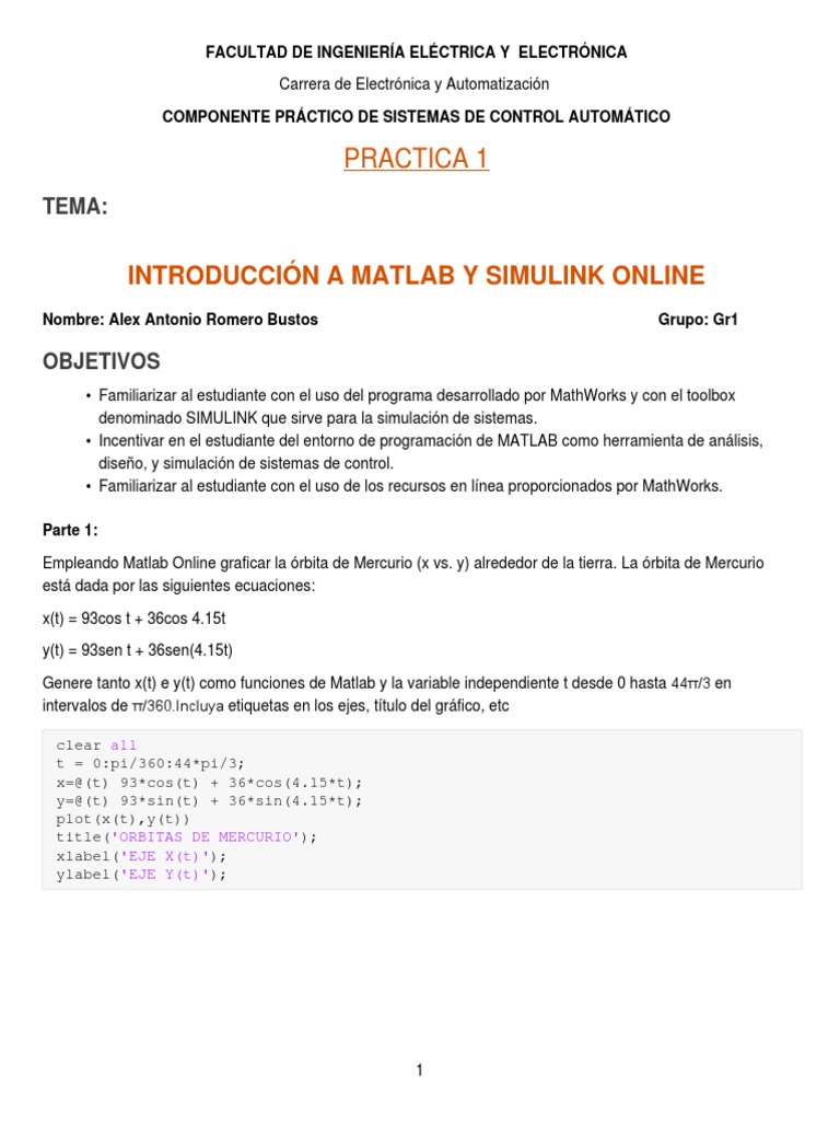 Uso de MATLAB y Simulink en Control | PDF