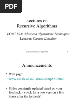 Lectures On Recursive Algorithms: COMP 523: Advanced Algorithmic Techniques Lecturer: Dariusz Kowalski