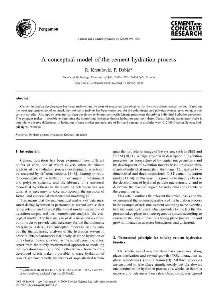 A Conceptual Model of The Cement Hydration Process | Download Free PDF ...
