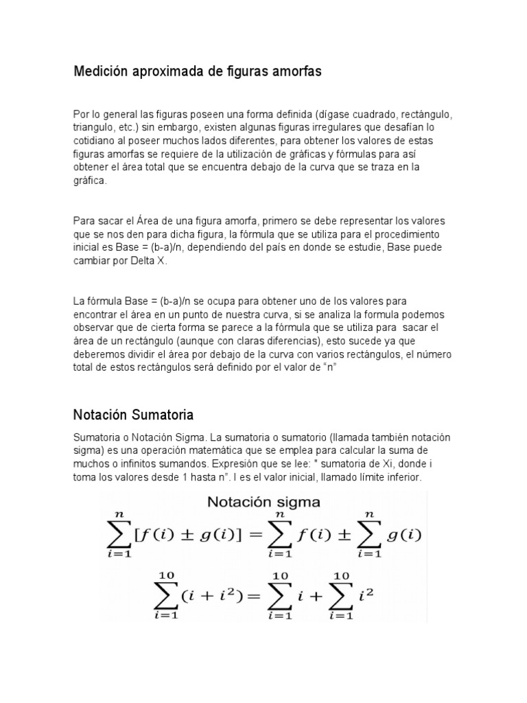 Medición Aproximada de Figuras Amorfas | PDF | Suma | Integral