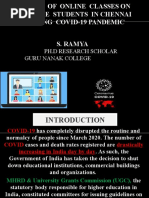 Impact of Online Classes On College Students in Chennai During Covid-19 Pandemic