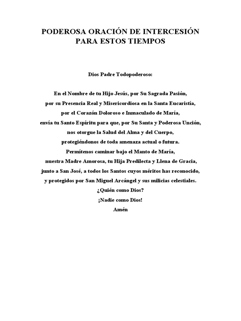 Poderosa Oración de Intercesión para Estos Tiempos PDF