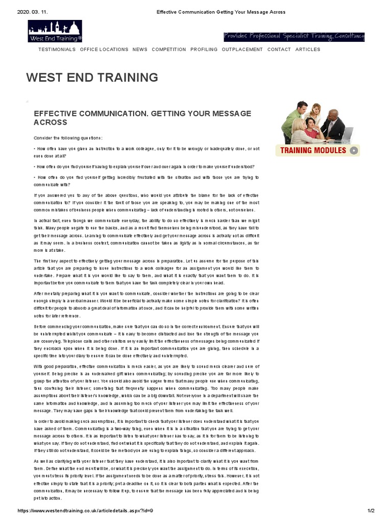 Effective Communication Getting Your Message Across PDF | PDF ...