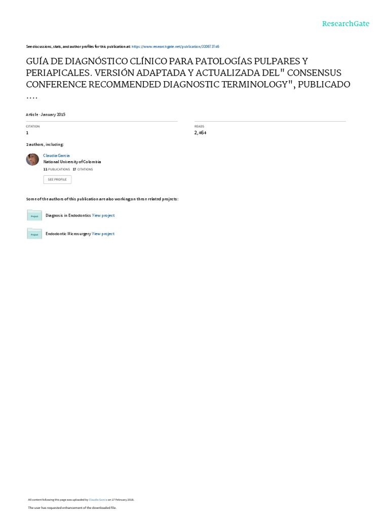 Guía de Diagnóstico Clínico para Patologías Pulpares y Periapicales